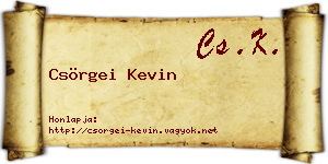 Csörgei Kevin névjegykártya
